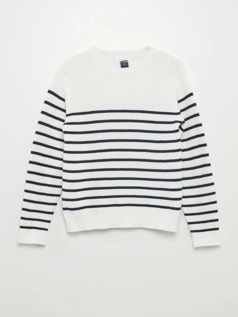 Pull côtelé style marinière Beige marinière