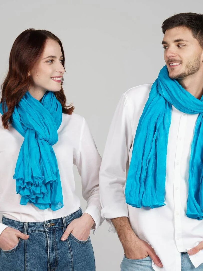 Chèche coton Uni Bleu turquoise