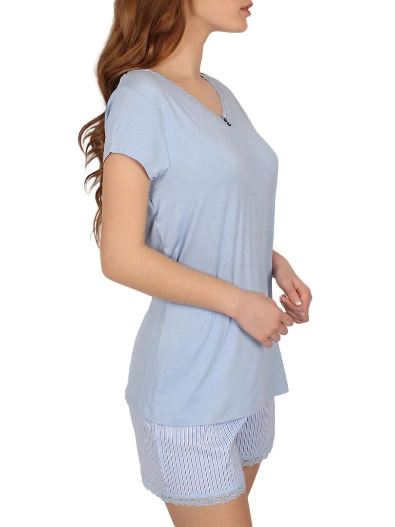 Pyjama short t shirt Fresh And Soft   Bleu