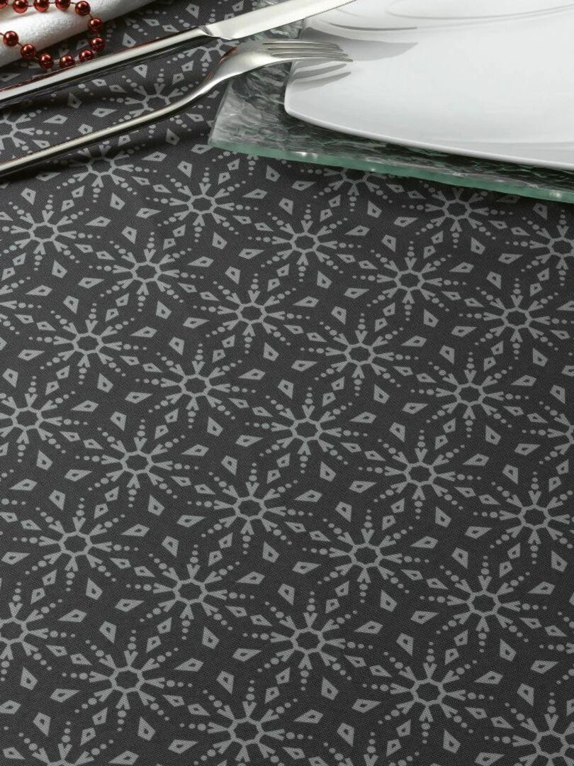 Nappe Polyester à motifs Flocon   Gris