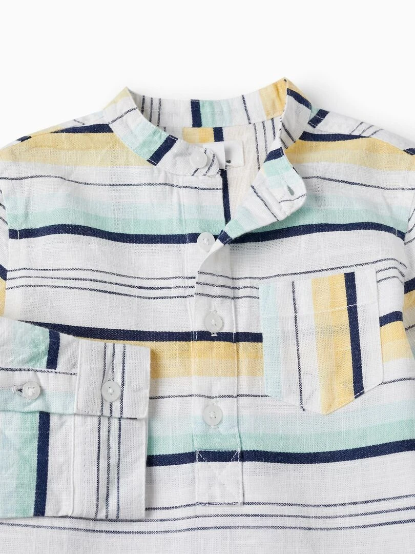Chemise en coton à rayures pour bébé garçon manches longues CÉRÉMONIE   Jaune foncé