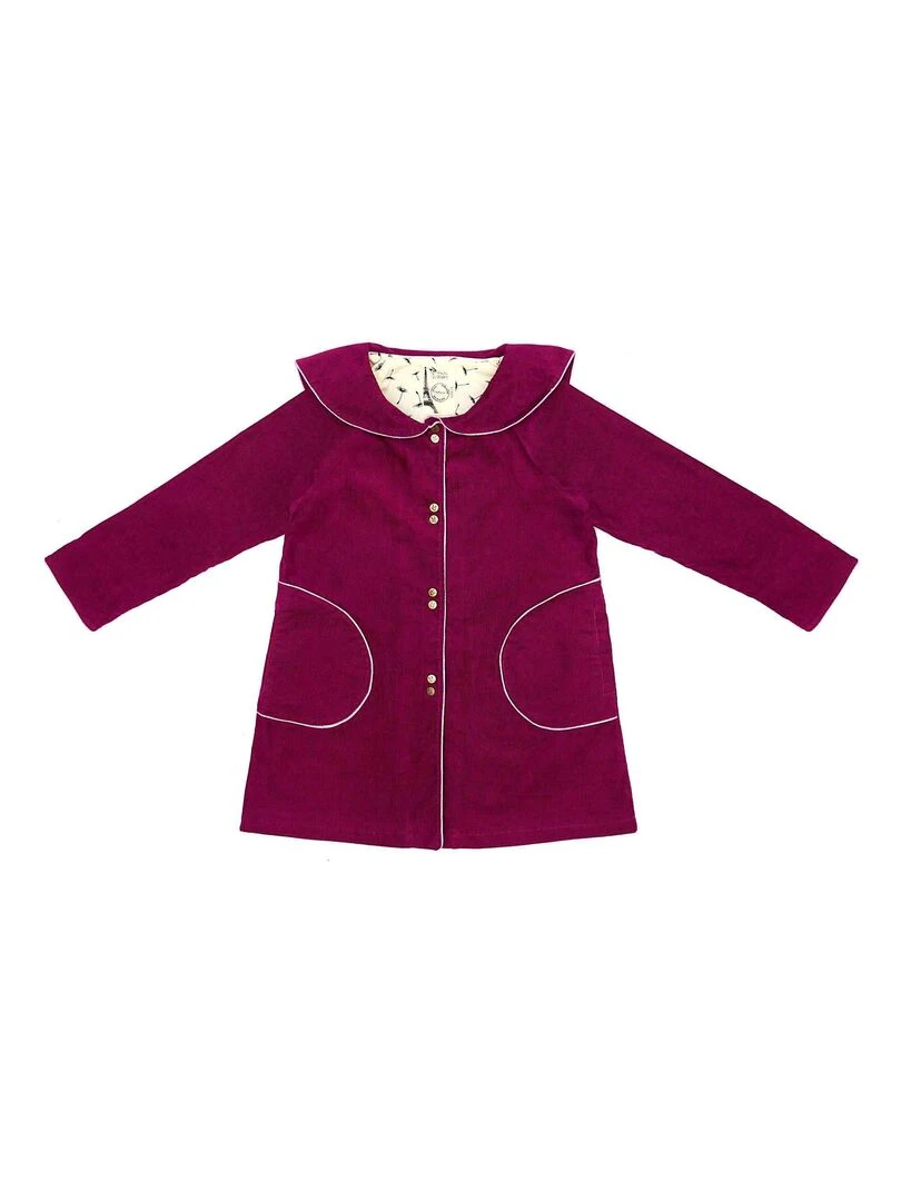 Veste Intersaison Fille  Col Marin  Velours Prune  PIMPRENELLE   'LA FAUTE A VOLTAIRE'   Bordeaux