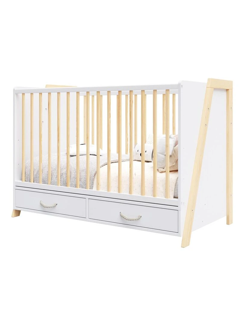 Lit bébé évolutif et Bureau 2 en 1 LIV 120x60 cm Blanc