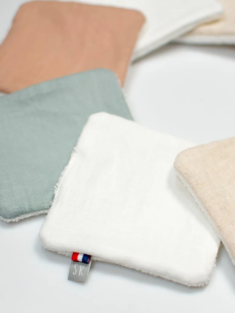 Lingettes bébé lavables en lin  8 pièces   Ecru