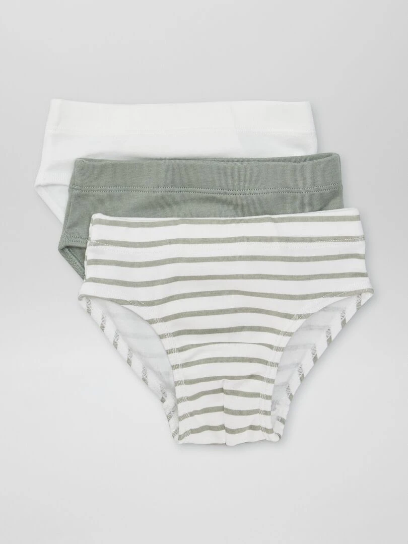 Lot de 3 slips en jersey Vert/blanc