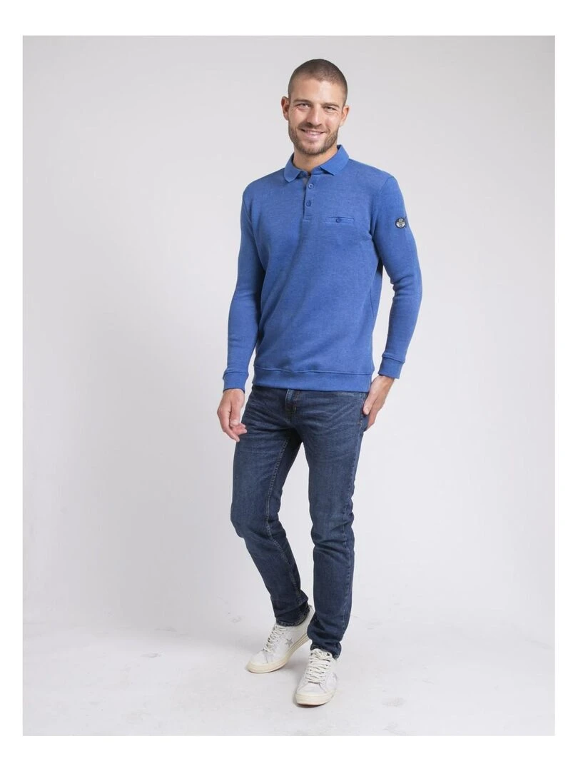Sweat col polo WIREX   Bleu