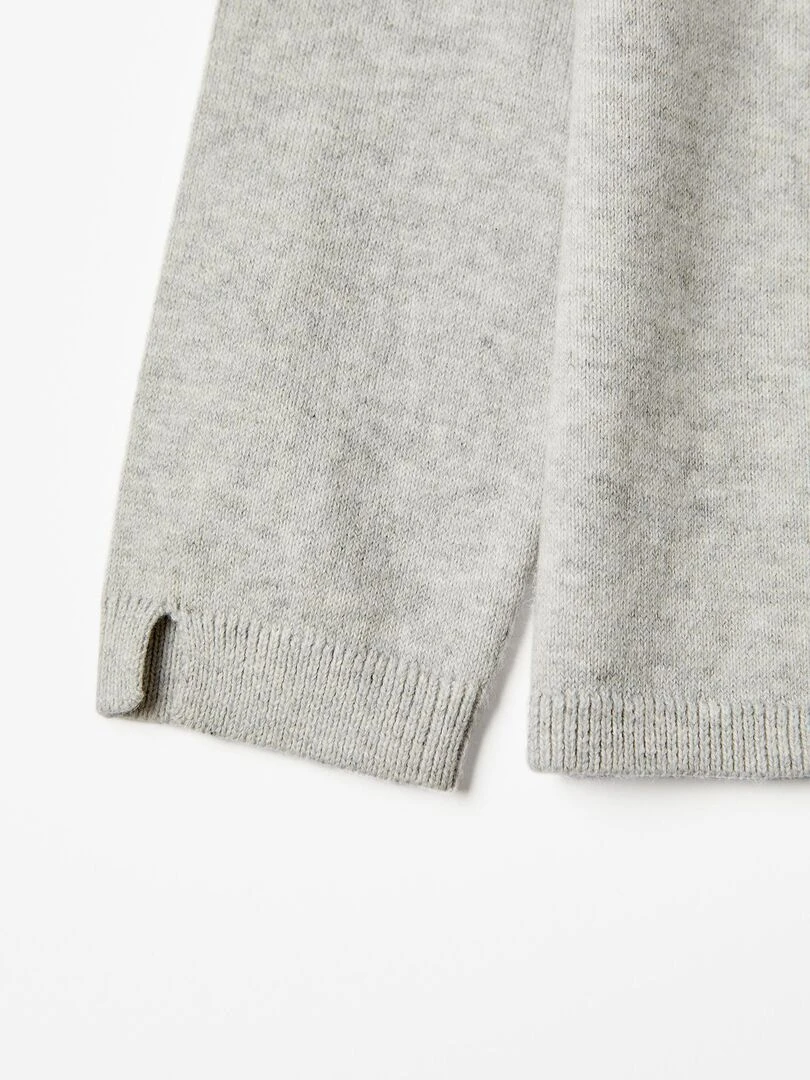 Gilet en Maille en Coton Fille  LE CHALET   Gris clair