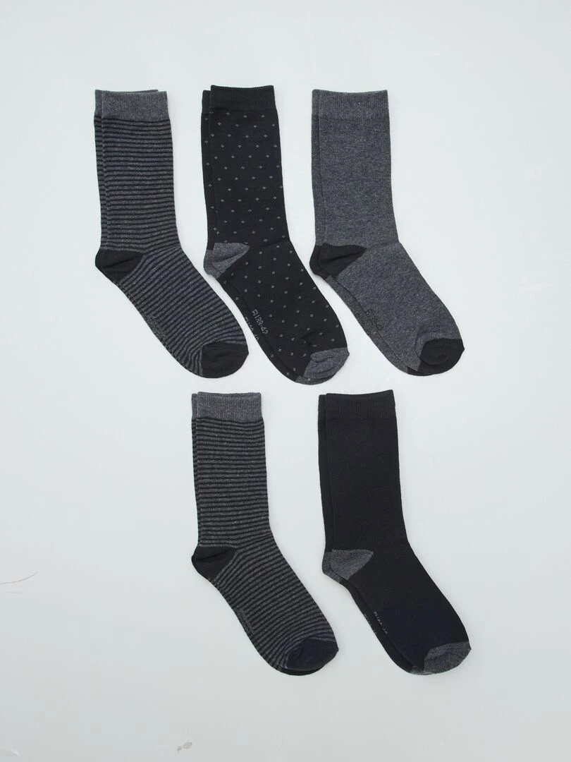 Lot de 5 paires de chaussettes fantaisies Noir