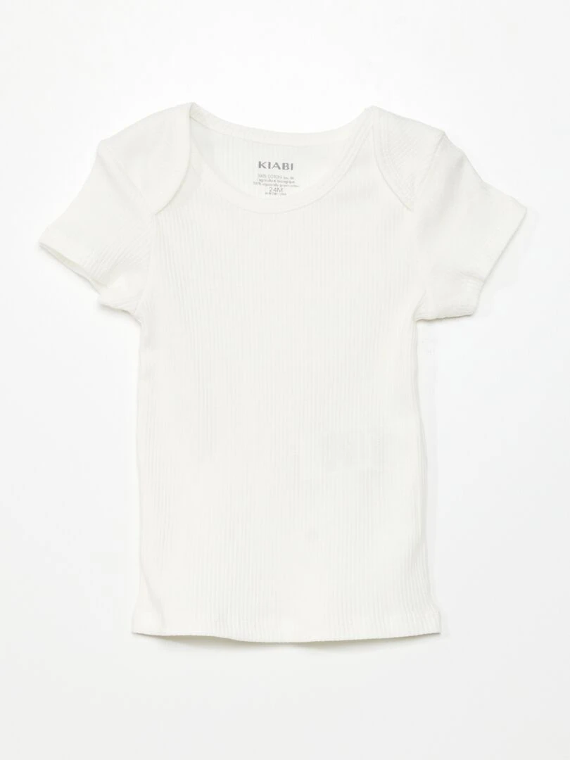 Lot de 2 t shirts en maille pointelle Marron/ blanc