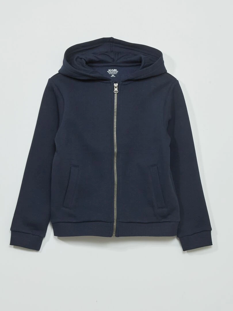 Sweat zippé à capuche bleu marine