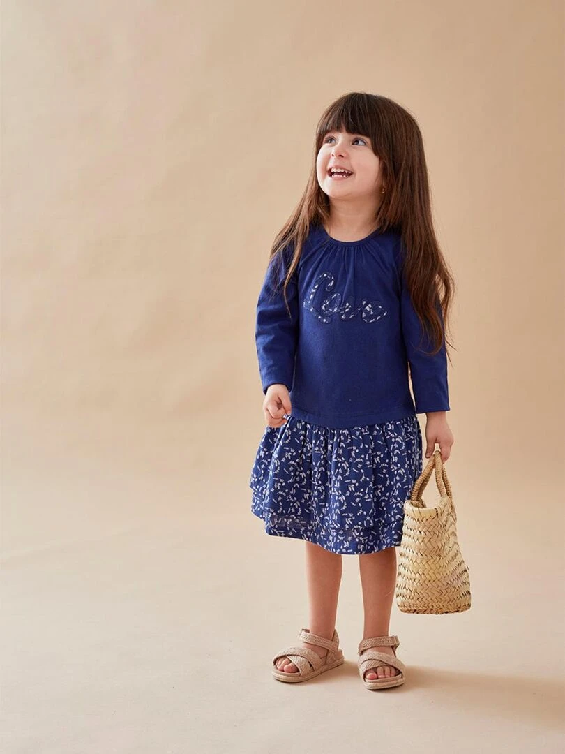 Robe bi matière à manches courtes Noukie's Bleu
