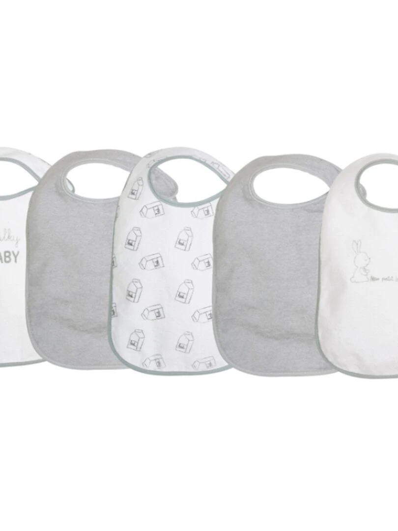 Lot de 5 bavoirs Milky baby Gris
