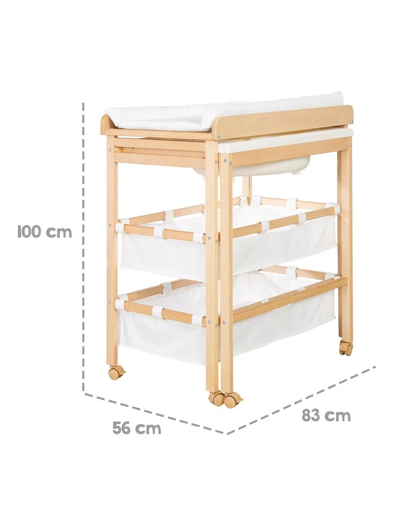 ROBA Table À Langer Avec Baignoire "Baby Pool" + Matelas À Langer Blanc   Naturel   Marron