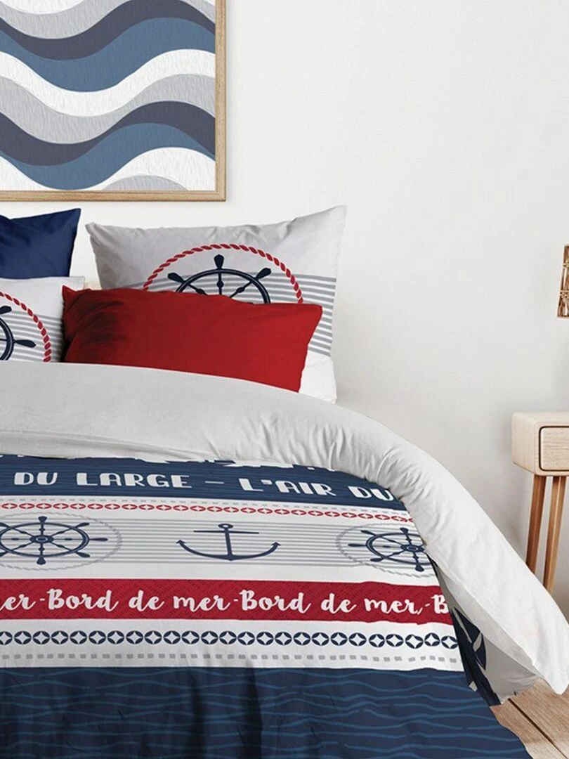 Housse de couette + 2 taies d'oreiller 65x65 cm Coton Babord   Bleu