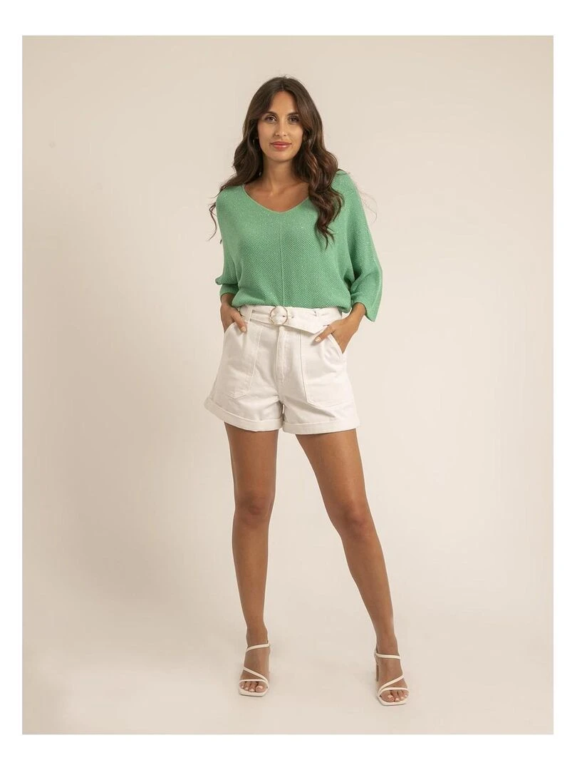 Pull fin paillettes KOLIANE   Vert