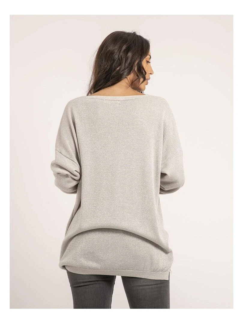 Pull fin paillettes KANGO Gris