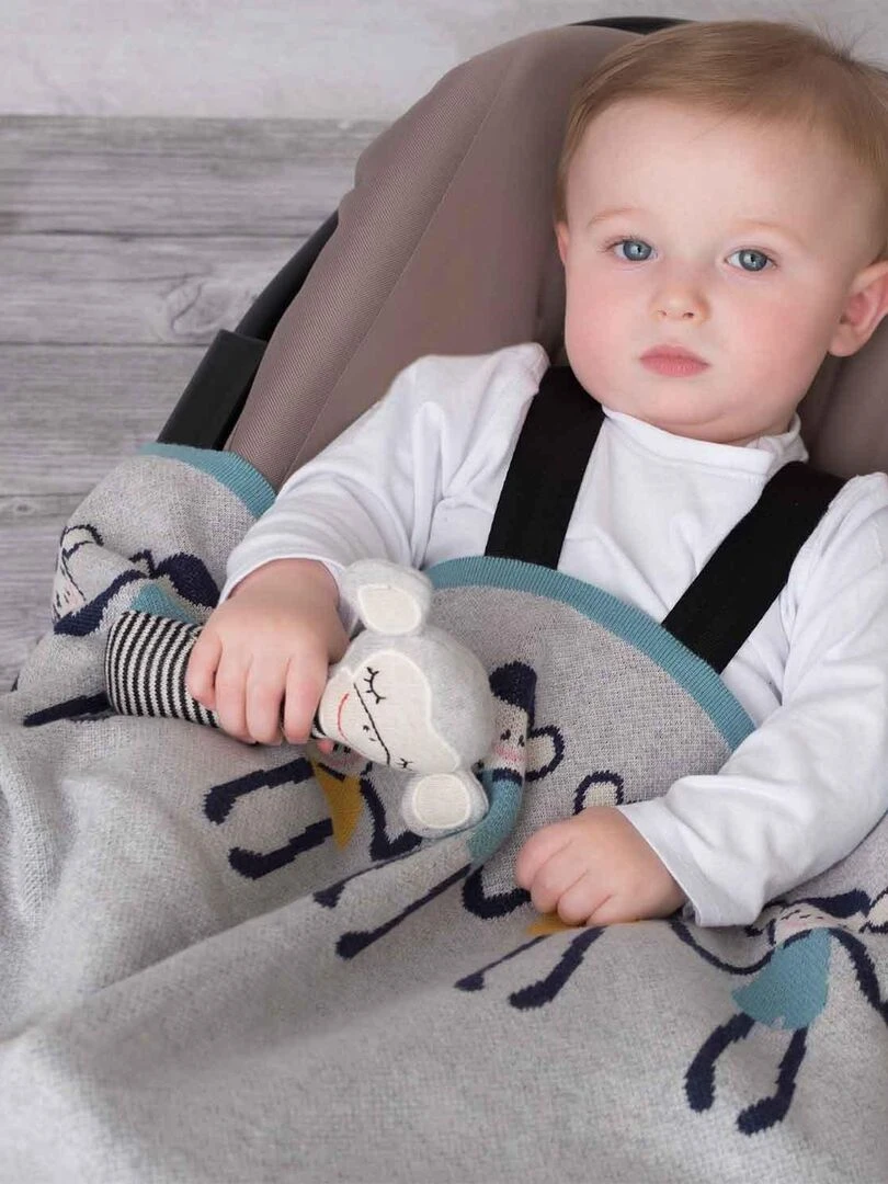 Couverture pour bébé   SINGE   Gris