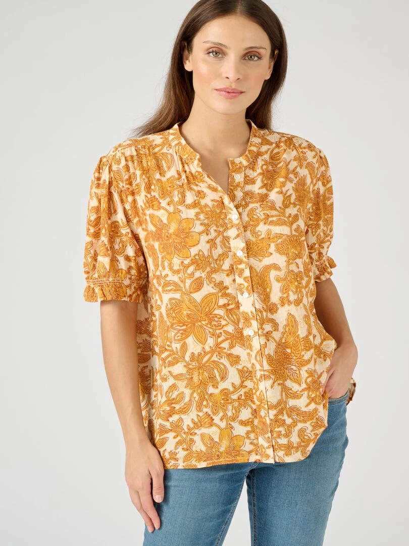 Chemisier viscose reliéfée Damart Jaune
