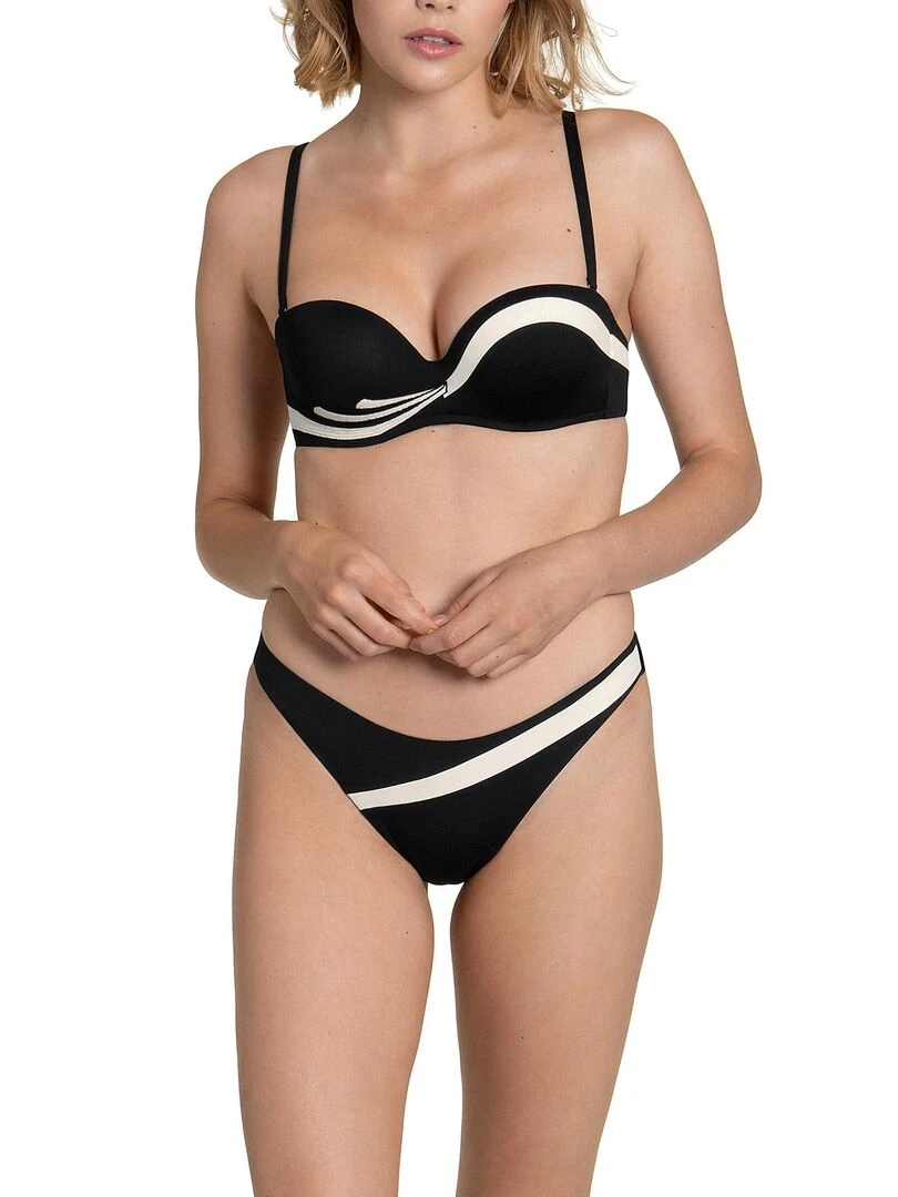 Bas maillot slip de bain échancré Guaraja noir   Noir
