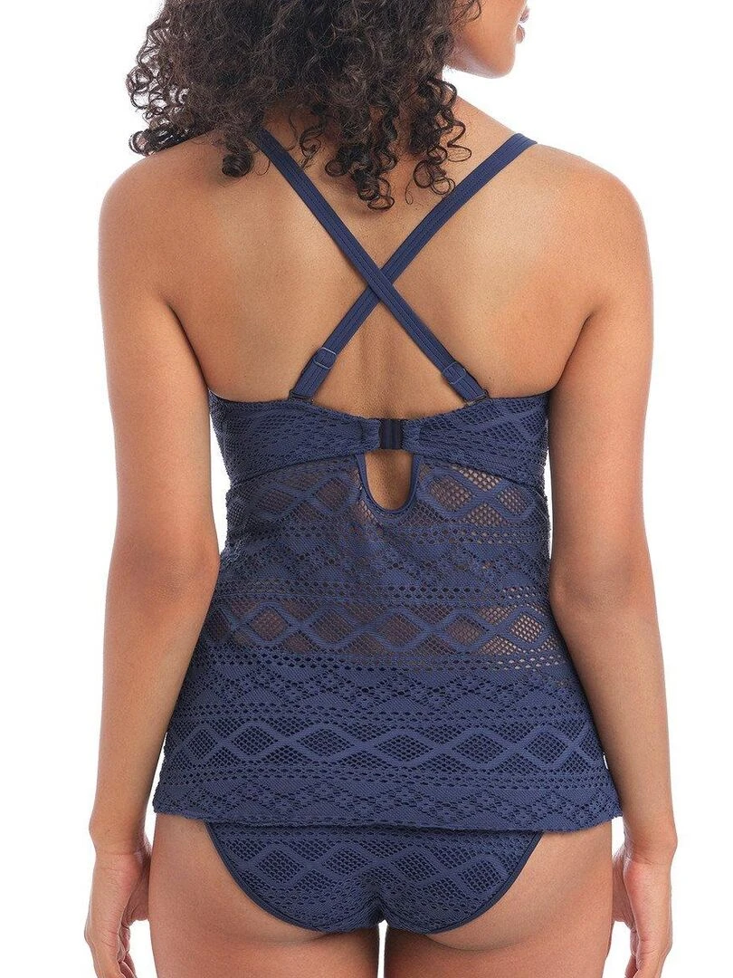Haut de maillot tankini maille crochet à armatures Sundance   Bleu