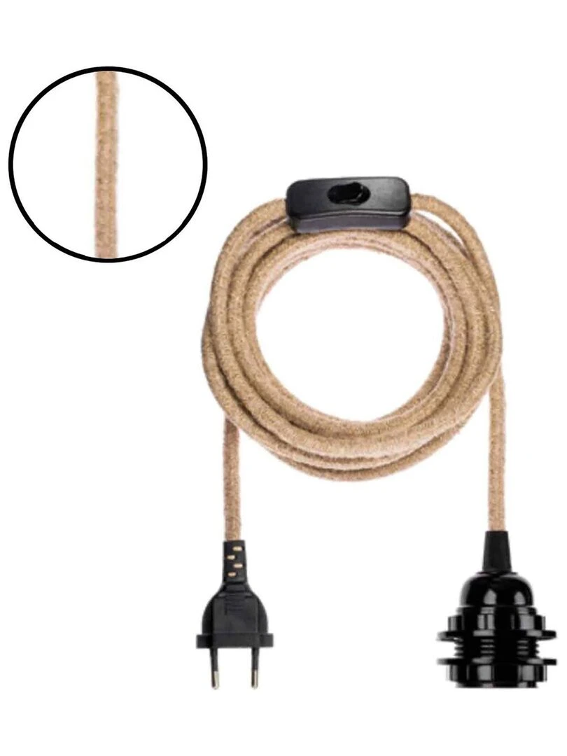 Suspension à douille baladeuse en corde Noir
