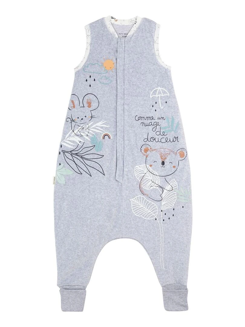 Turbulette d'hiver en velours avec pieds retroussables Nuage Gris Gris