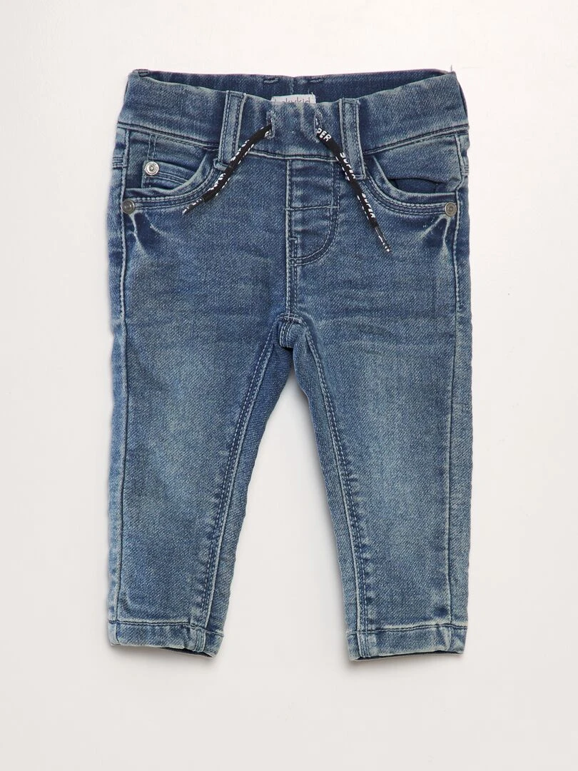 Pantalon denim à taille élastique bleu