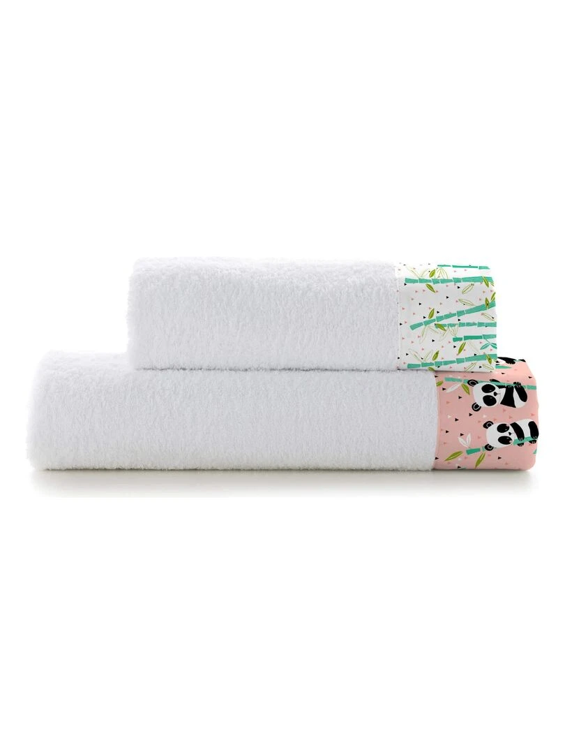 Lot de serviettes Panda garden "Happyfriday" Rose