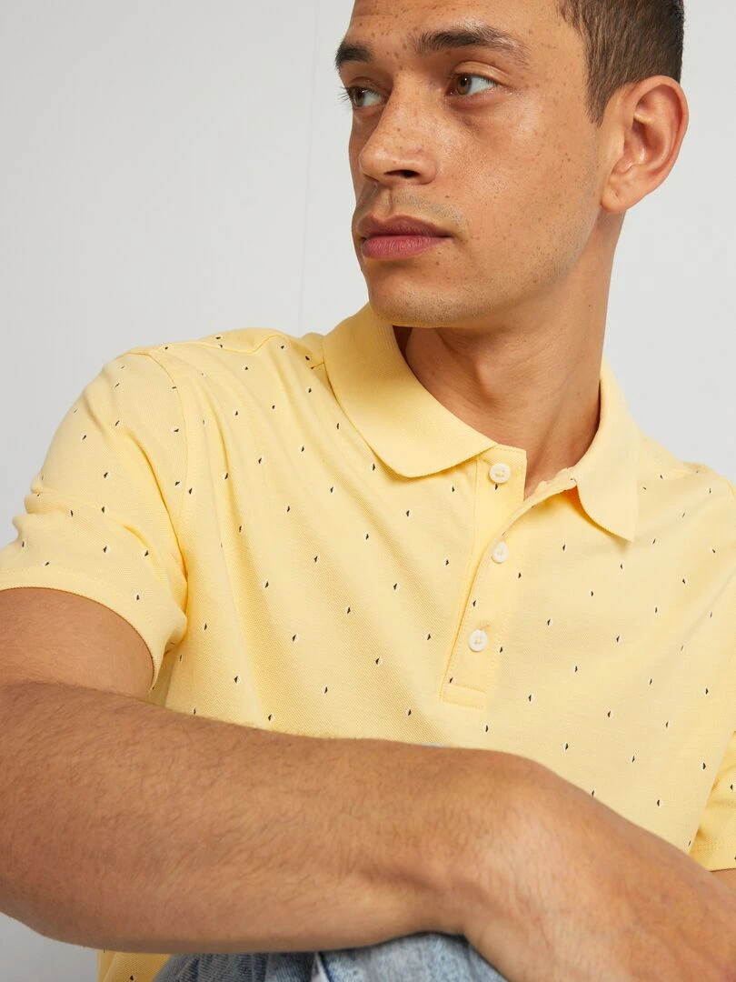 Polo imprimé en piqué de coton   Jaune