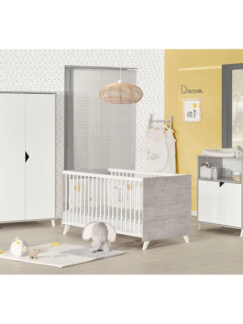 Lit évolutif SCANDI   BABYPRICE   Blanc Gris