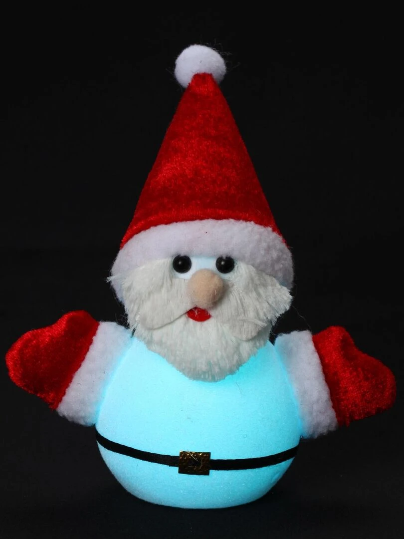 Pere noel plastique bonnet rouge lumineux Blanc