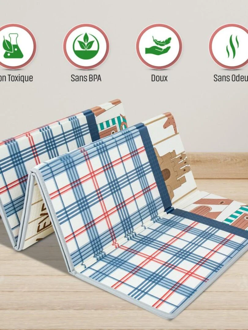 Tapis d'Eveil Pliable Réversible Bébé PREMIUM Mer & Voiture par K   Beige
