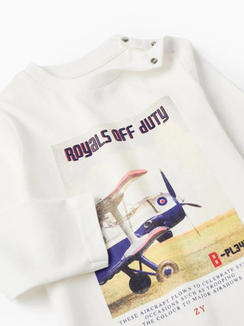 T shirt en coton pour bébé garçon 'Royals off Duty' manches longues  ROYALS OFF DUTY   Blanc