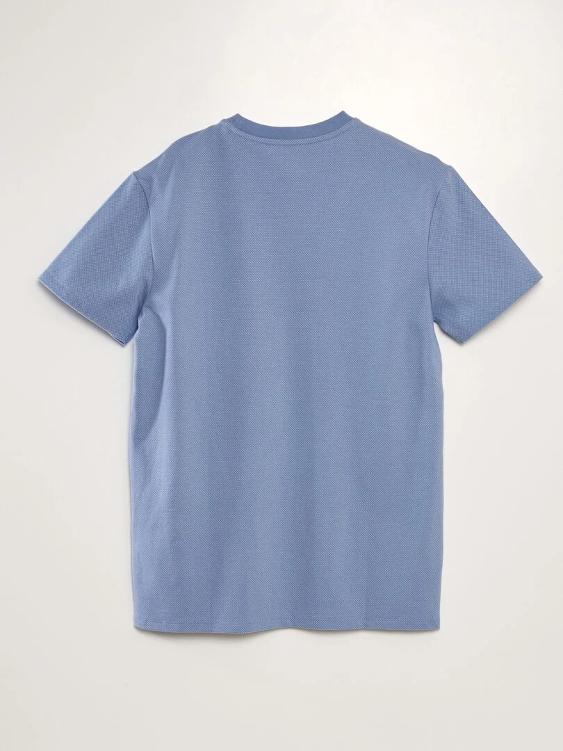 T shirt moucheté à poche poitrine   Bleu