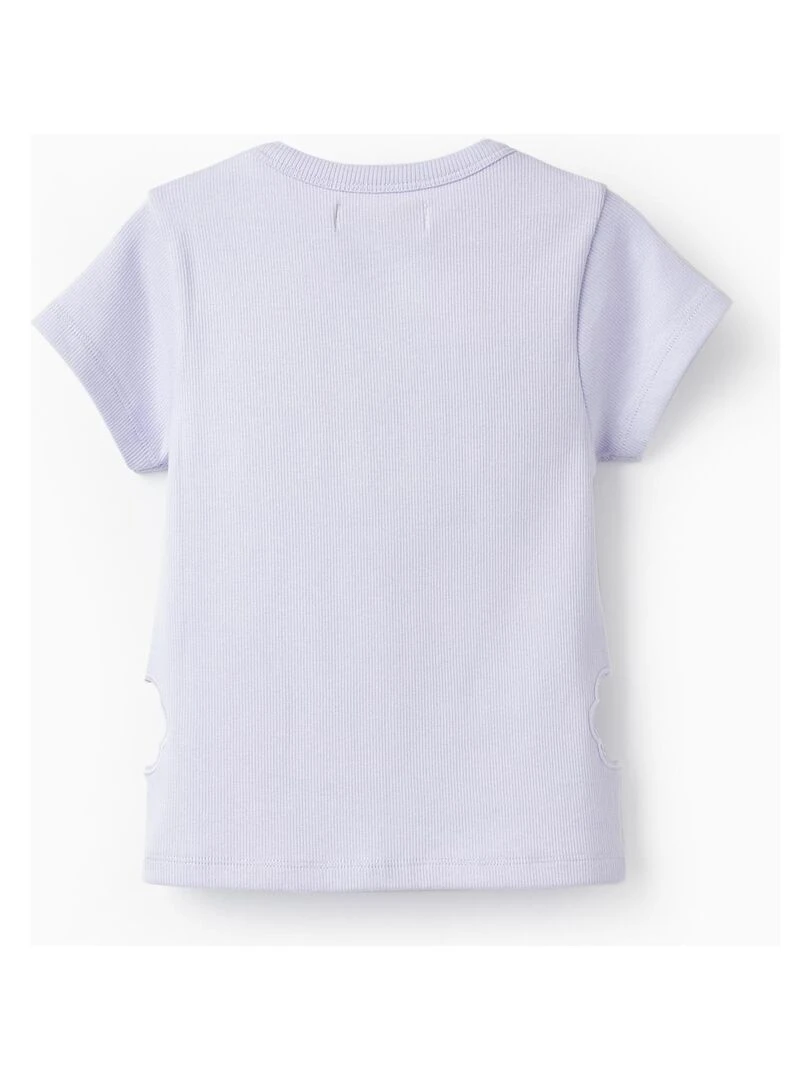 T shirt côtelée pour fille manches courtes THE WAVE TRIBE Mauve