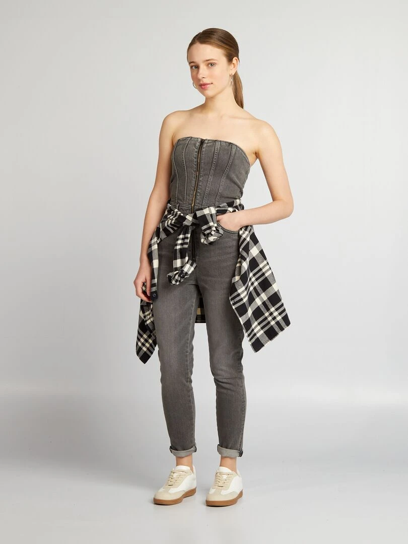 Combinaison bustier en jean Noir délavé