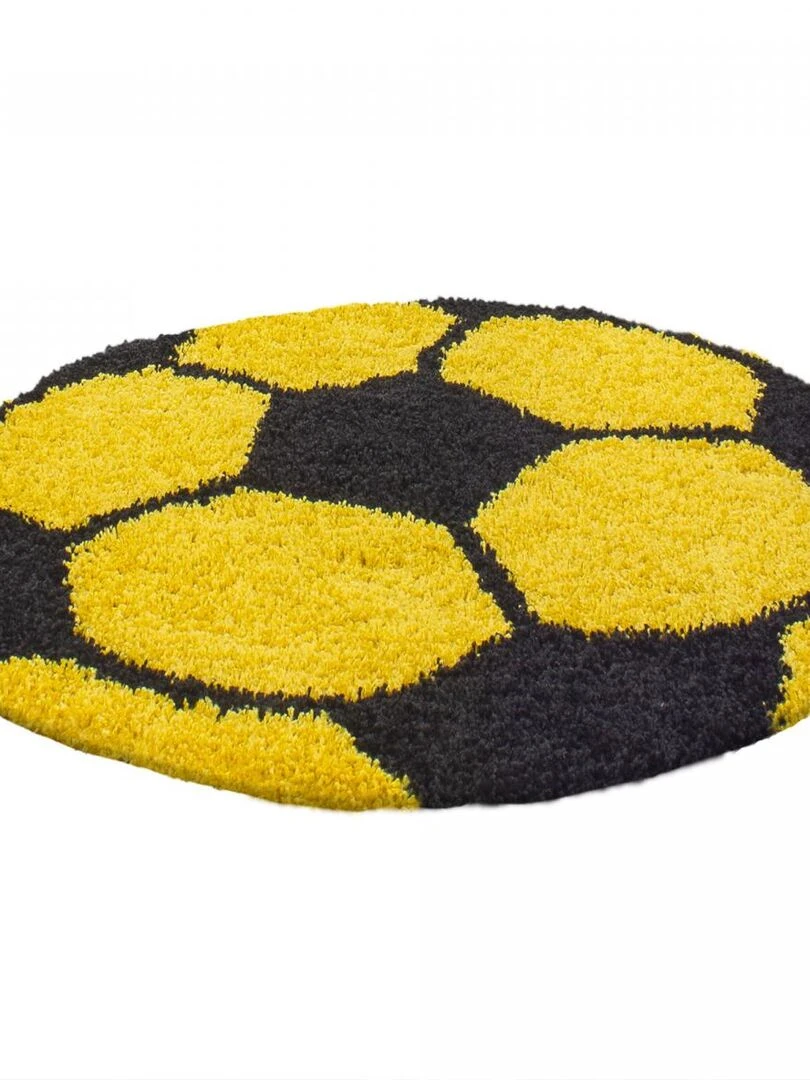 Tapis enfant tapis rond Ø 100cm SHAGGY FOOT Jaune OEKO TEX idéal pour Chambre Jaune