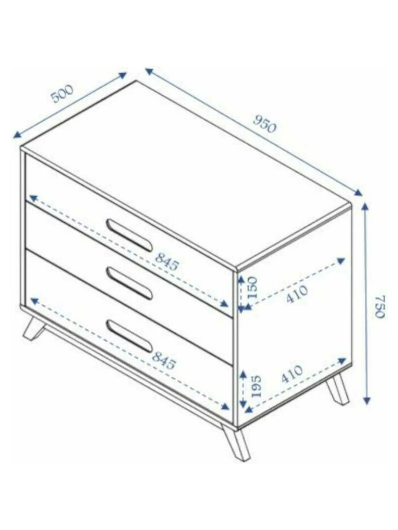 Commode 3 tiroirs Zola AKITEN RETAIL Blanc Marron
