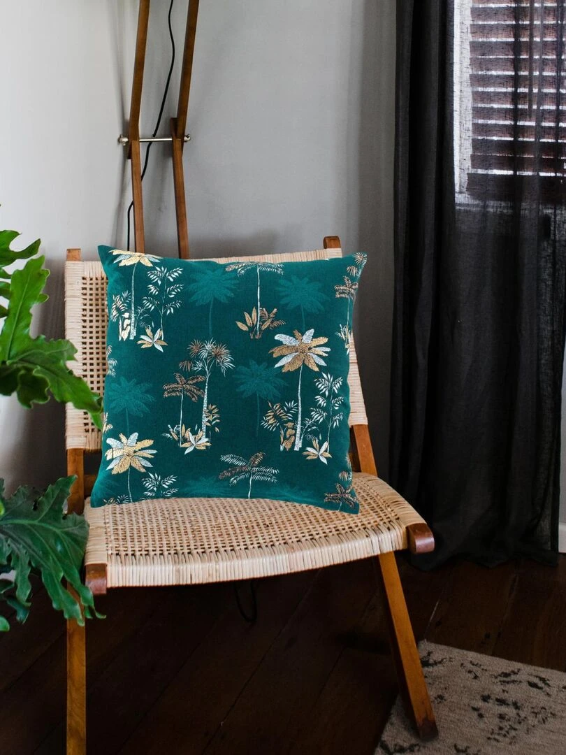 Coussin déhoussable imprimé bleu   Bleu