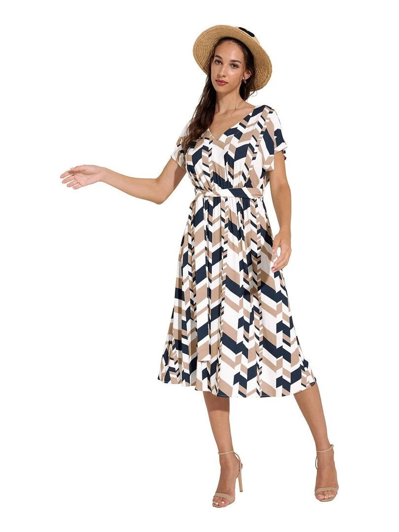 Robe longue estivale manches courtes Toulouse   Bleu