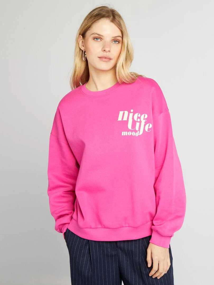 Sweat en molleton avec imprimé   Rose