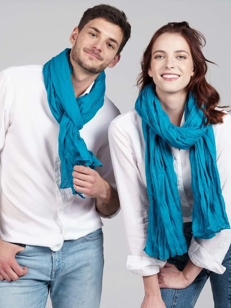 Chèche coton Uni   Bleu canard