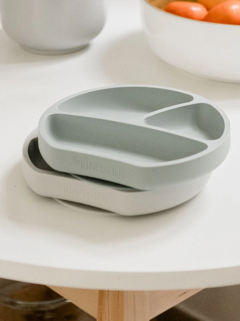 Assiette ventouse en silicone Gris clair