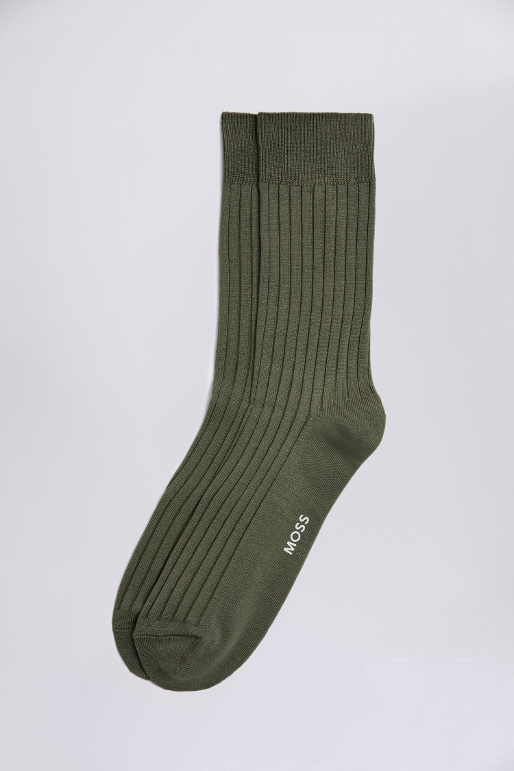 Olive Ribbed Socks Buy Online at Moss