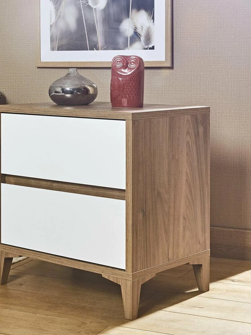 Chevet 2 tiroirs Kira   AKITEN RETAIL   Marron chocolat