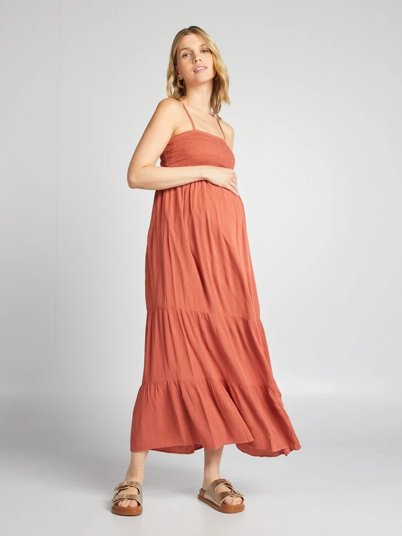 Robe grossesse à coupe longue   Orange