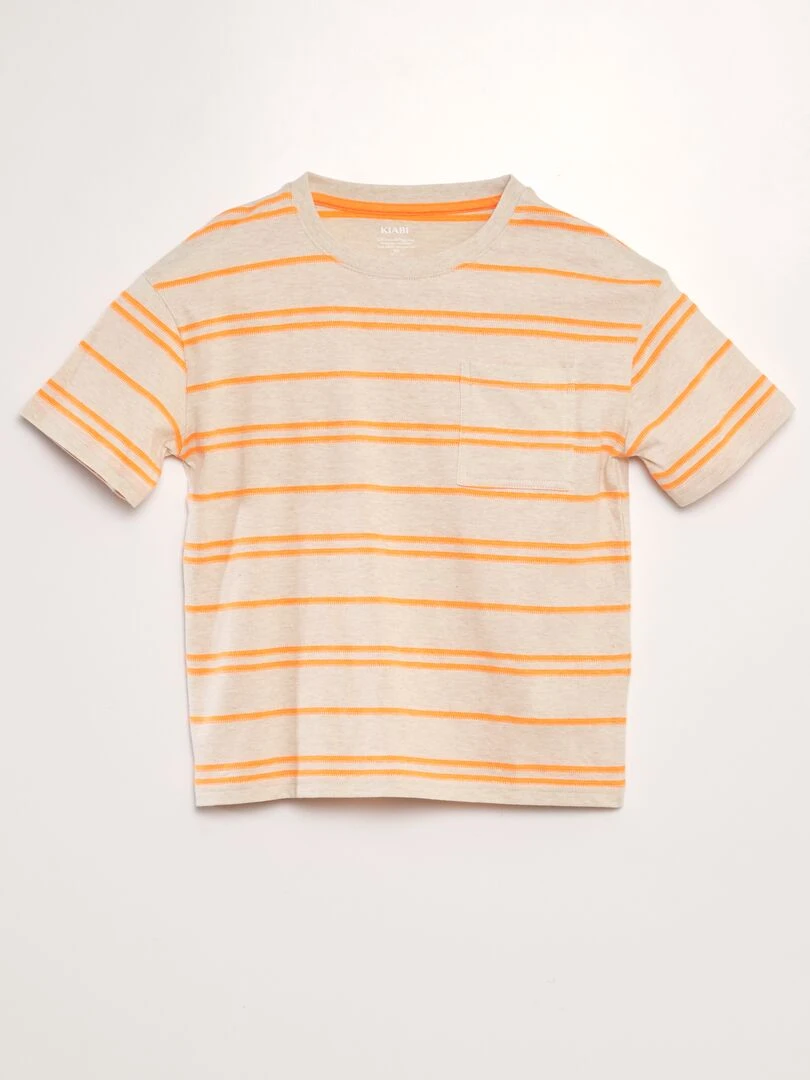 T shirt à rayures en jersey Orange