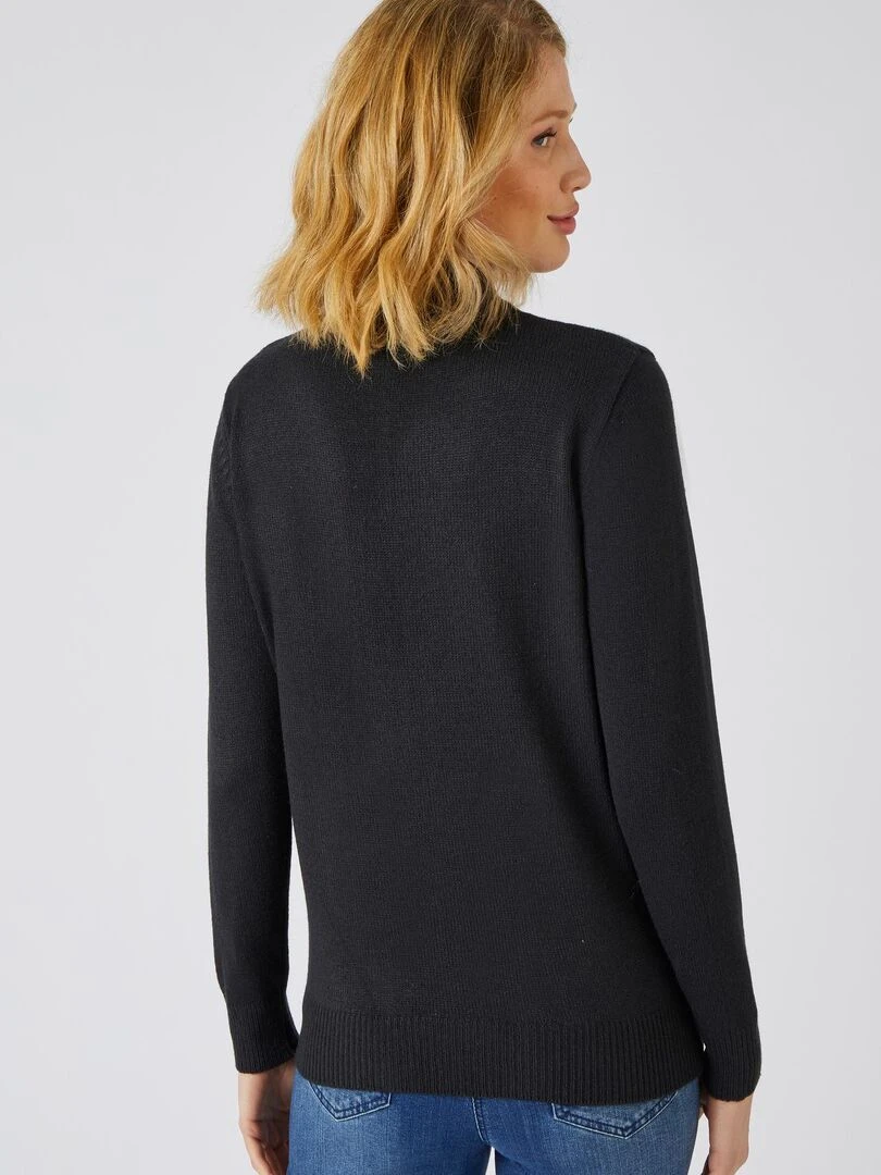 Pull col montant boutonné   Damart   Noir