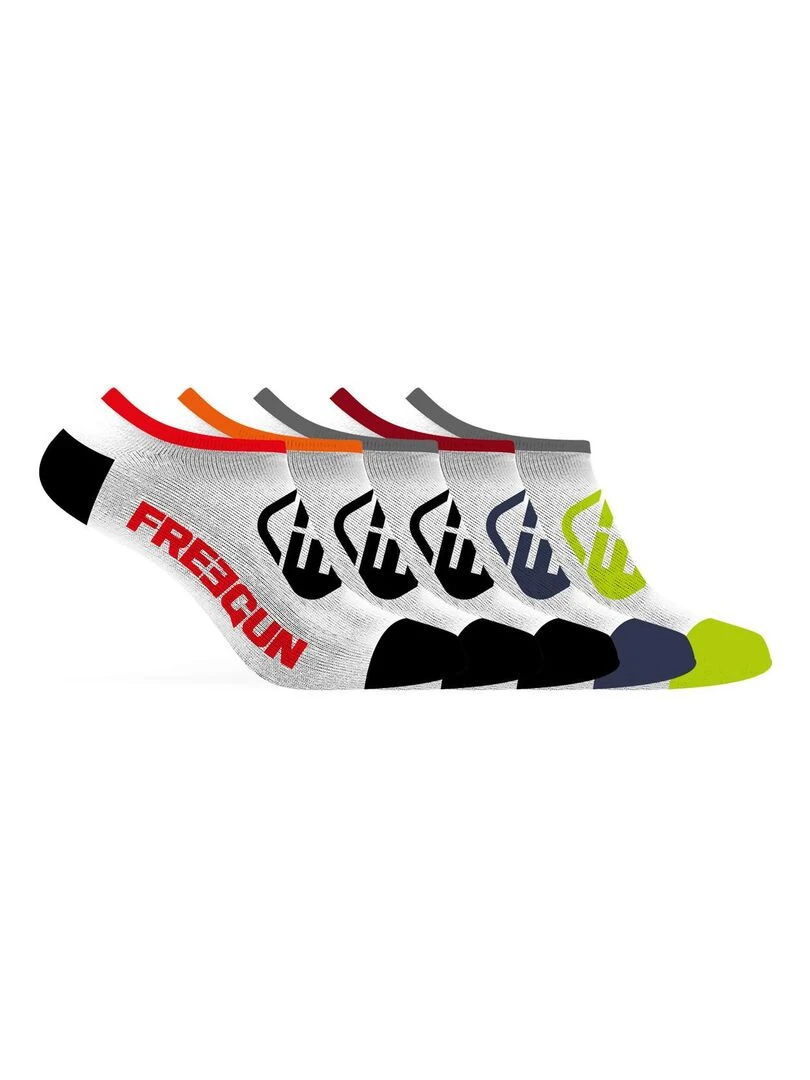 Lot de 5 Paires de Chaussette Socquettes Homme Freegun Blanc