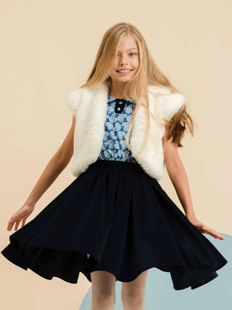 Veste Boléro Cérémonie Fille  Fausse Fourrure Beige  PELUCHE   'LA FAUTE A VOLTAIRE'   Blanc cassé